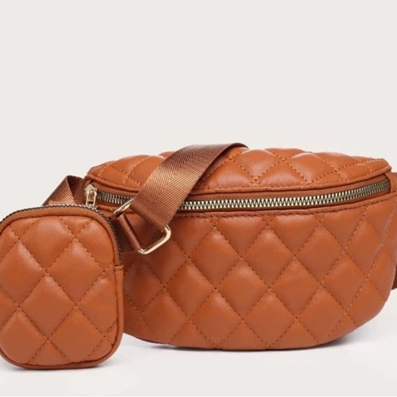 Quilted Tan Crossbody Bag - Picture 2 of 4